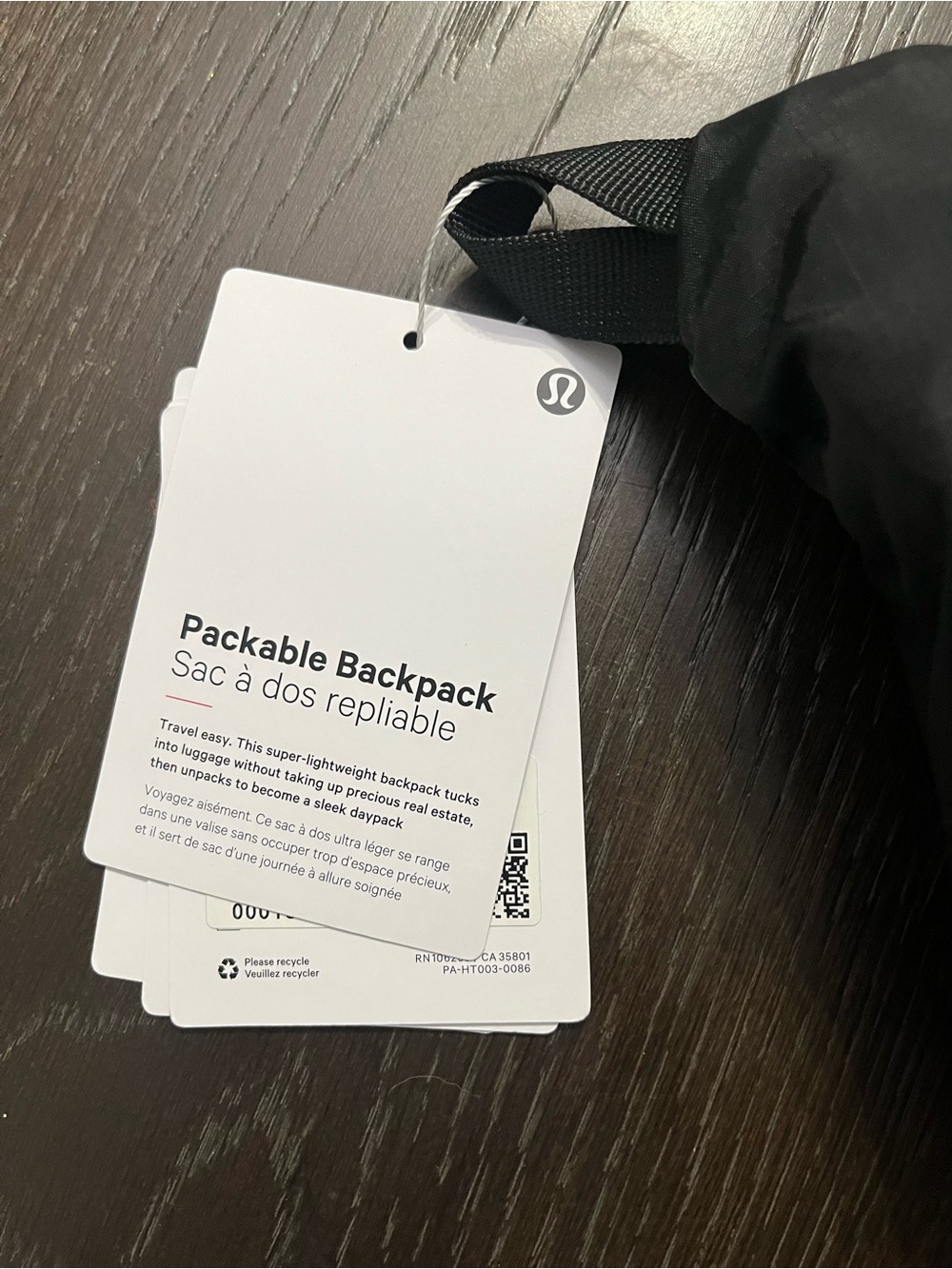 lululemon Packable Backpack - Black - Picture 2 of 3